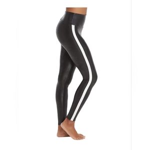 SPANX Faux Leather Leggings for Women Tummy Control with Side Stripe